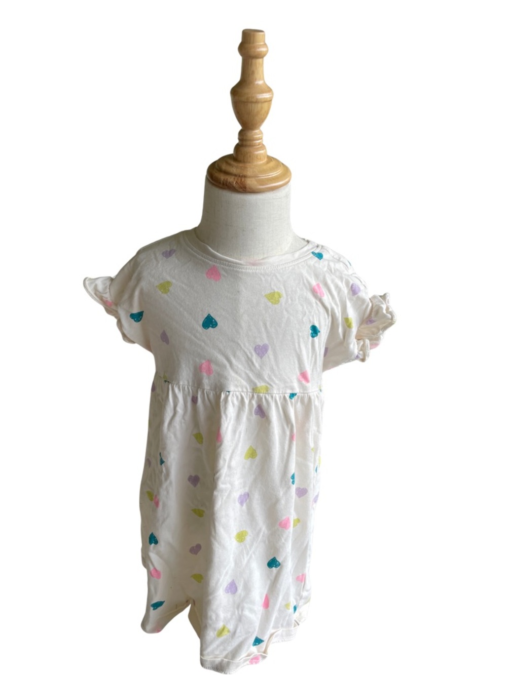 Old Navy White Dress with Multicolor Heart Print